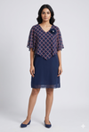 Women's Navy Blue Layered Cape Dress