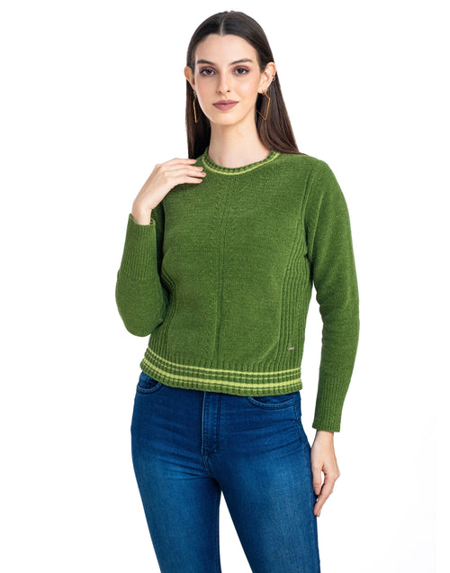 Moda Elementi Knitted sweaters pullover styles Forest Green