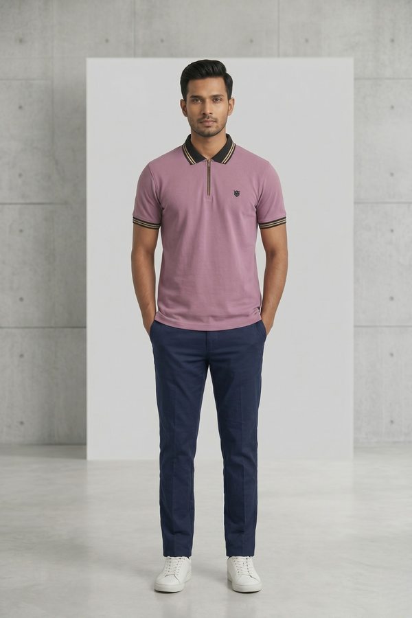 Mens Half Zip Polo T-Shirt