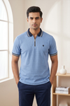 Mens Half Zip Polo T-Shirt