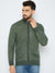 Axmann Men's Olive Green Textured Full-Zip Sweater