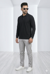 Men's Classic Black Full Sleeve Polo T-Shirt