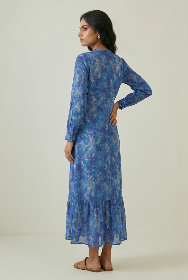 Royal Azure Paisley Shirt Dress