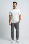 Men's White Textured Crew Neck T-Shirt
