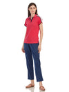 Women Collar Rose color T-shirt