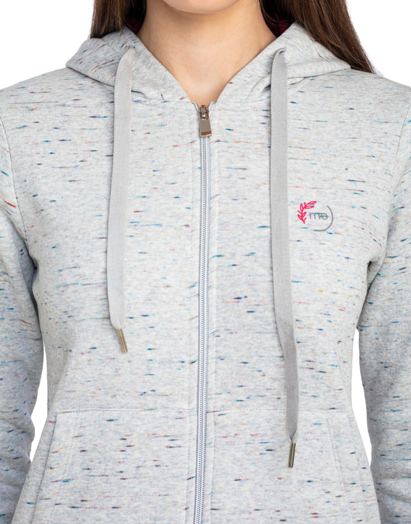 Moda ElementiWomen’s Grey Melange Hooded Sweatshirt