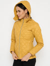 Moda Elementi Stylish Mustard Quilted Winter Jacket