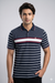 Men's Navy Blue Striped Polo T-Shirt