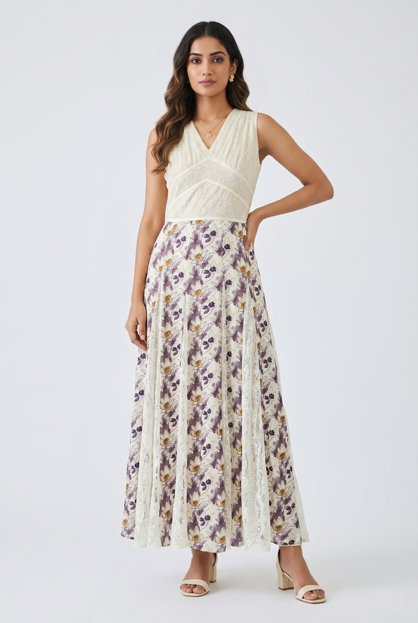 Lavender Bloom Lace Maxi Dress