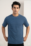 Men's Navy Blue Striped Crew Neck T-Shirt
