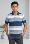 Men's Blue Multi-Stripe Polo T-Shirt