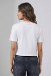 White Pink Contrast Crop T-Shirt
