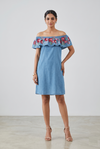 Denim Bloom Off-Shoulder Dress