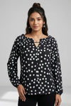 Women Polka Dot Smocked Neck Top