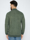 Axmann Men's Olive Green Textured Full-Zip Sweater
