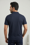 Men's Black Textured Polo T-Shirt