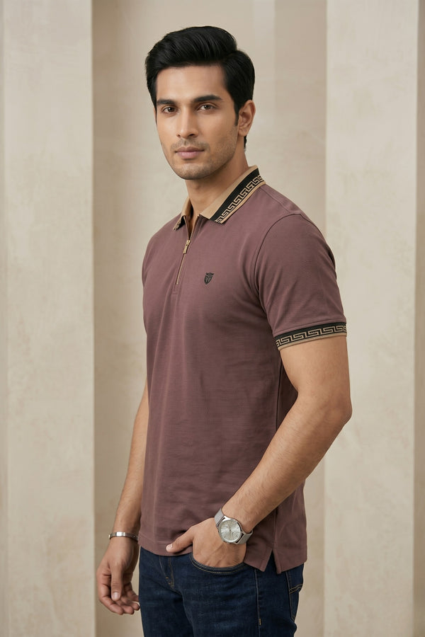 Mens Half Zip Polo T-Shirt