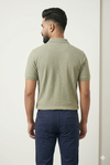 Men's Sage Green Textured Polo T-Shirt