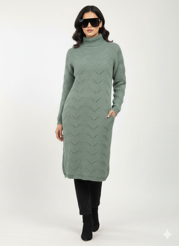 Moda Elementi Textured Long Knit Cardigan