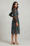 Vintage Bloom Bow-Tie Midi Dress