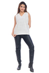 Women's White Cotton Eyelet Sleeveless Top