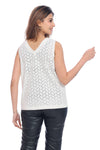 Women's White Cotton Eyelet Sleeveless Top