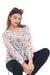 Women's White Multicolor Floral Printed Sheer Top