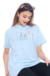 Moda ElementiWomen's Sky Blue Comfort Fit T-Shirt
