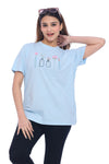 Moda ElementiWomen's Sky Blue Comfort Fit T-Shirt
