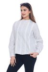 Women's White Printed Cotton Shirt