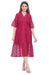 Women's Wine Red Lace A-Line Midi Dress