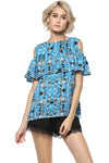 Deep Sea Cold Shoulder Top - MODA ELEMENTI