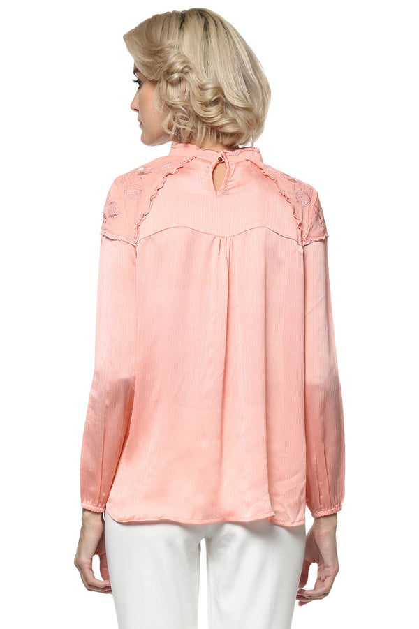 Shoulder Embroidered Casual Top - MODA ELEMENTI