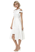 Dream White Cold Shoulder Midi Dress - MODA ELEMENTI