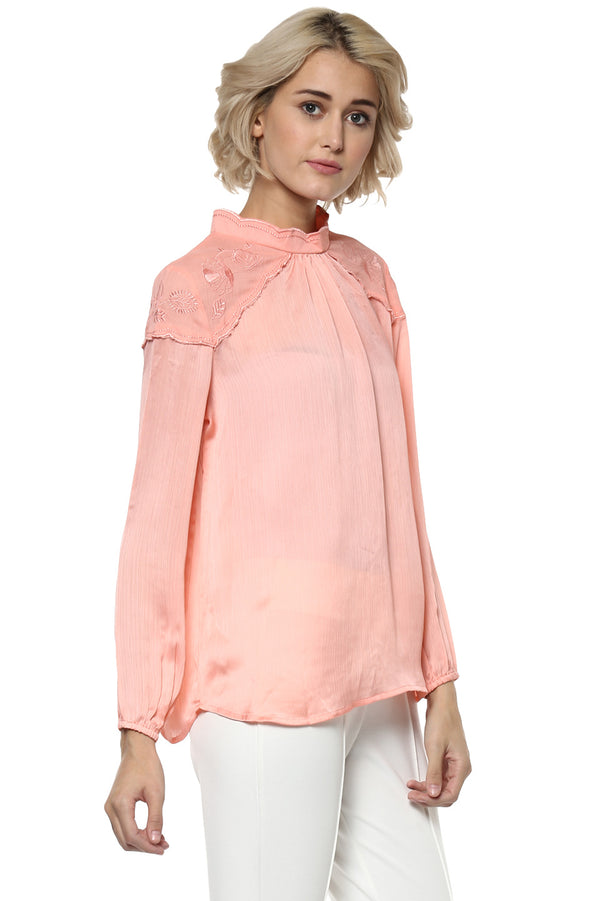 Shoulder Embroidered Casual Top - MODA ELEMENTI