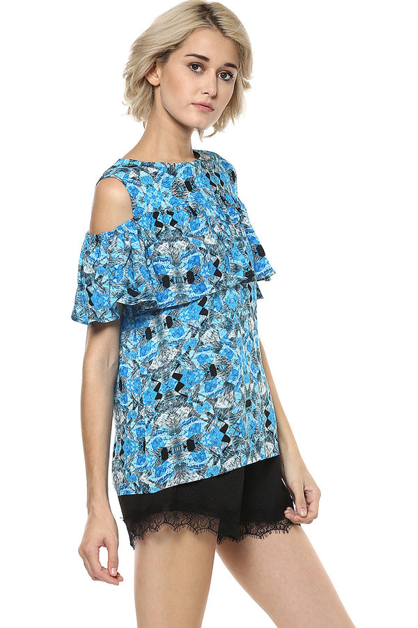 Deep Sea Cold Shoulder Top - MODA ELEMENTI
