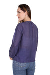 Blue Solid Polyster Regular long sleeves Top