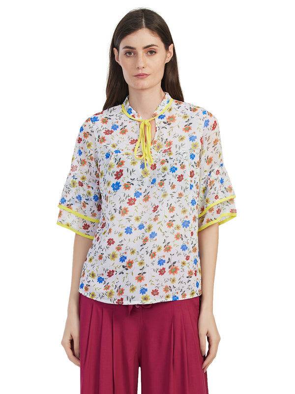 Flower Printed Tie up Top