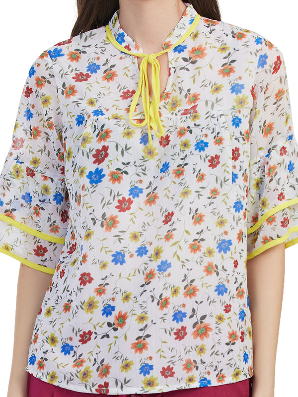 Flower Printed Tie up Top