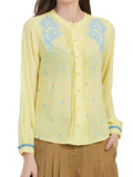 Embroidered Smart Shirt Style Top