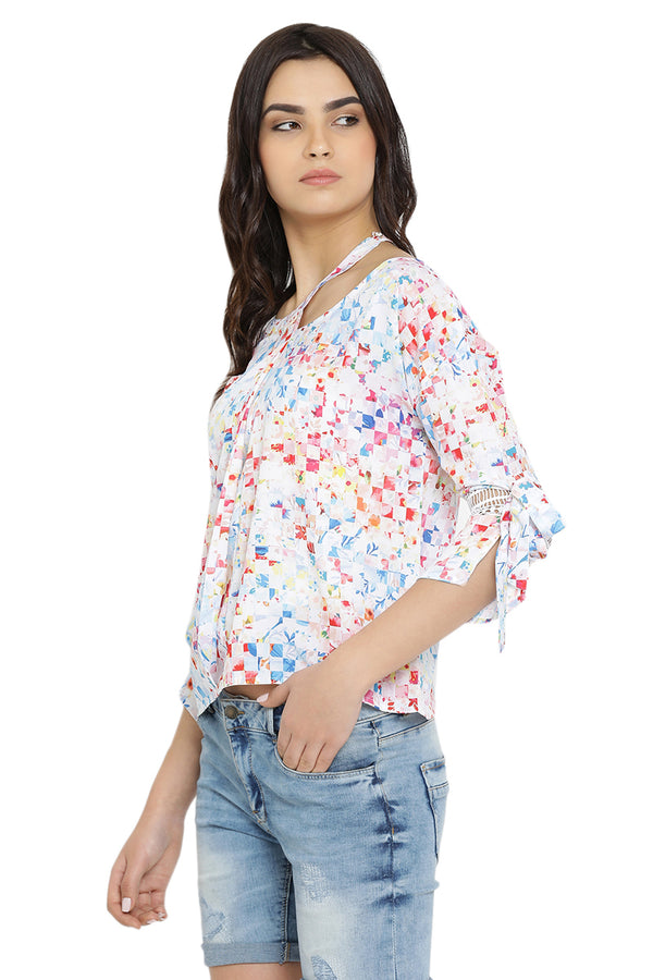Abstract Printed Self Designed Top
