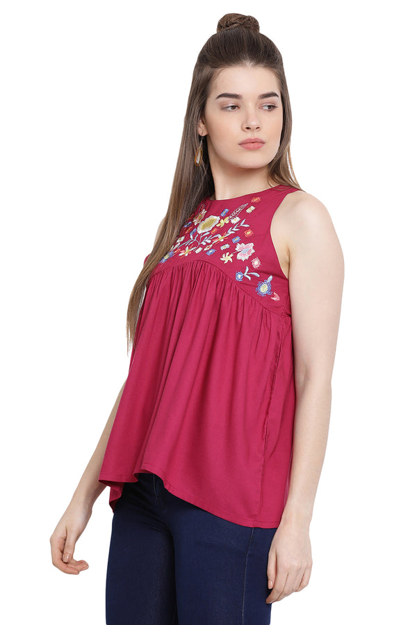 Floral Love Embroidered Sleeveless Top