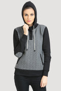 Full Sleeve Neck Buttoned Hooded Sweatshirt - MODA ELEMENTI