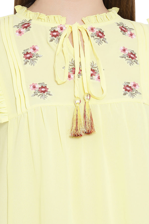 Tassel Embroidered Casual Top