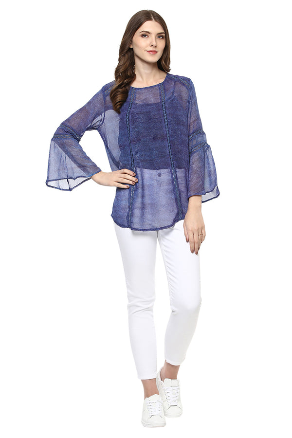 Self Designed Bell Sleeve Casual Top - MODA ELEMENTI
