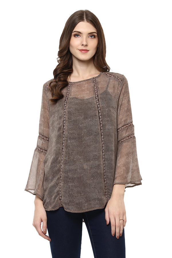 Self Designed Bell Sleeve Casual Top - MODA ELEMENTI