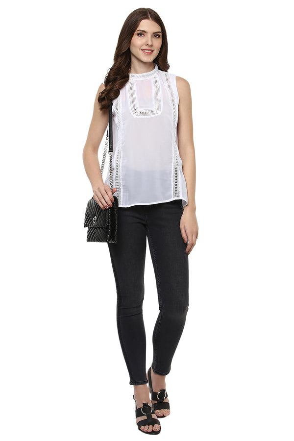 High Neck Lace Casual Top - MODA ELEMENTI