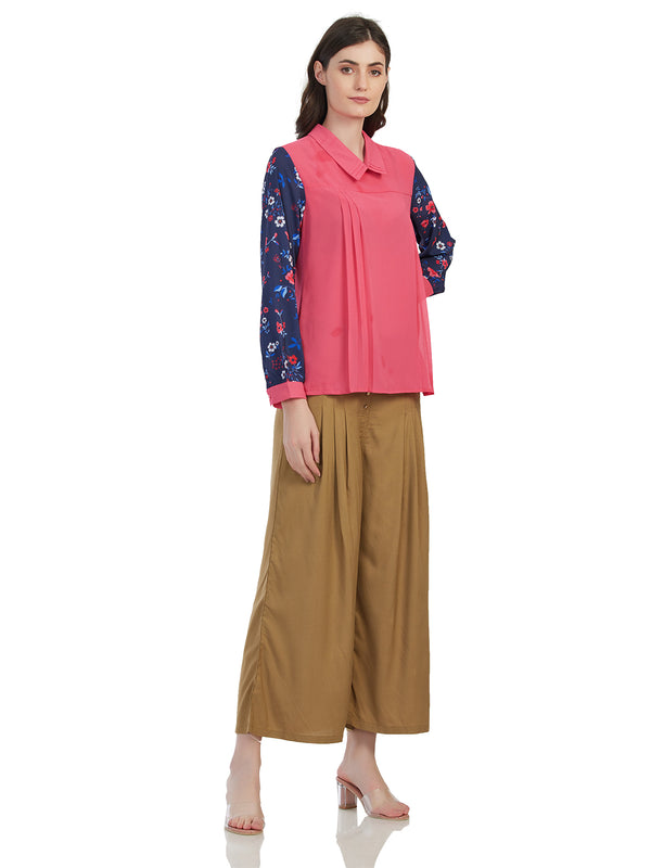 Collared Floral Sleeve shirt style Top