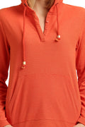 Solid Hood Buttoned Full Sleeve Sweatshirt - MODA ELEMENTI