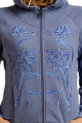 Denim Floral Embroidered Winter Sweatshirt - MODA ELEMENTI